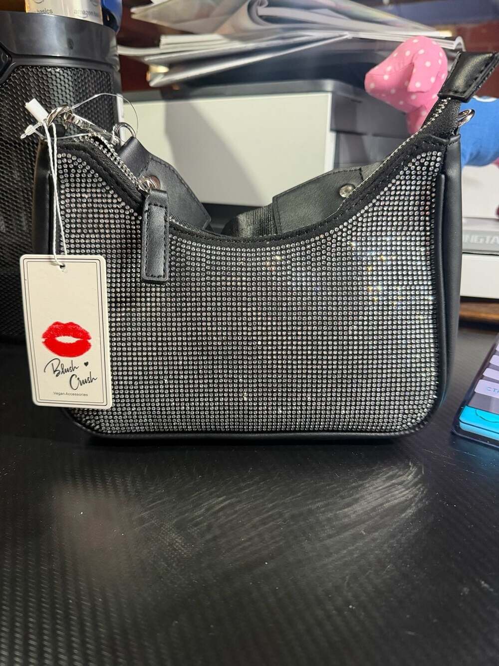 Blush Crush Rhinestone Crossbody Bag with Coin Pouch